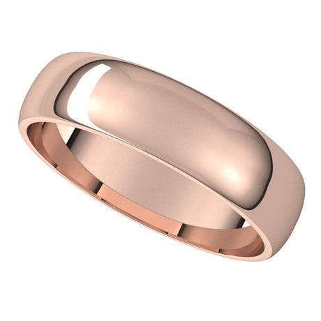 14K Rose 5 mm Half Round Light Band