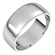 Sterling Silver 7 mm Half Round Light Band Size 9.5