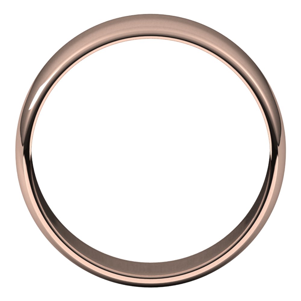 14K Rose 7 mm Half Round Light Band Size 10