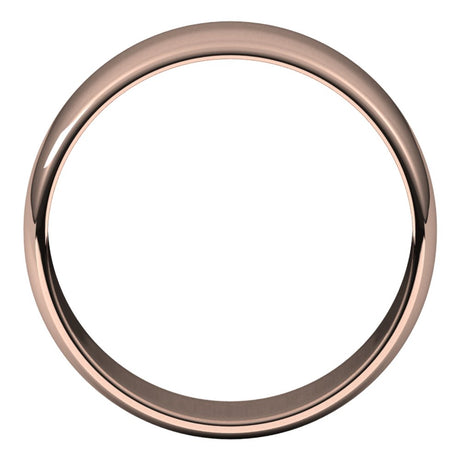 14K Rose 7 mm Half Round Light Band Size 10