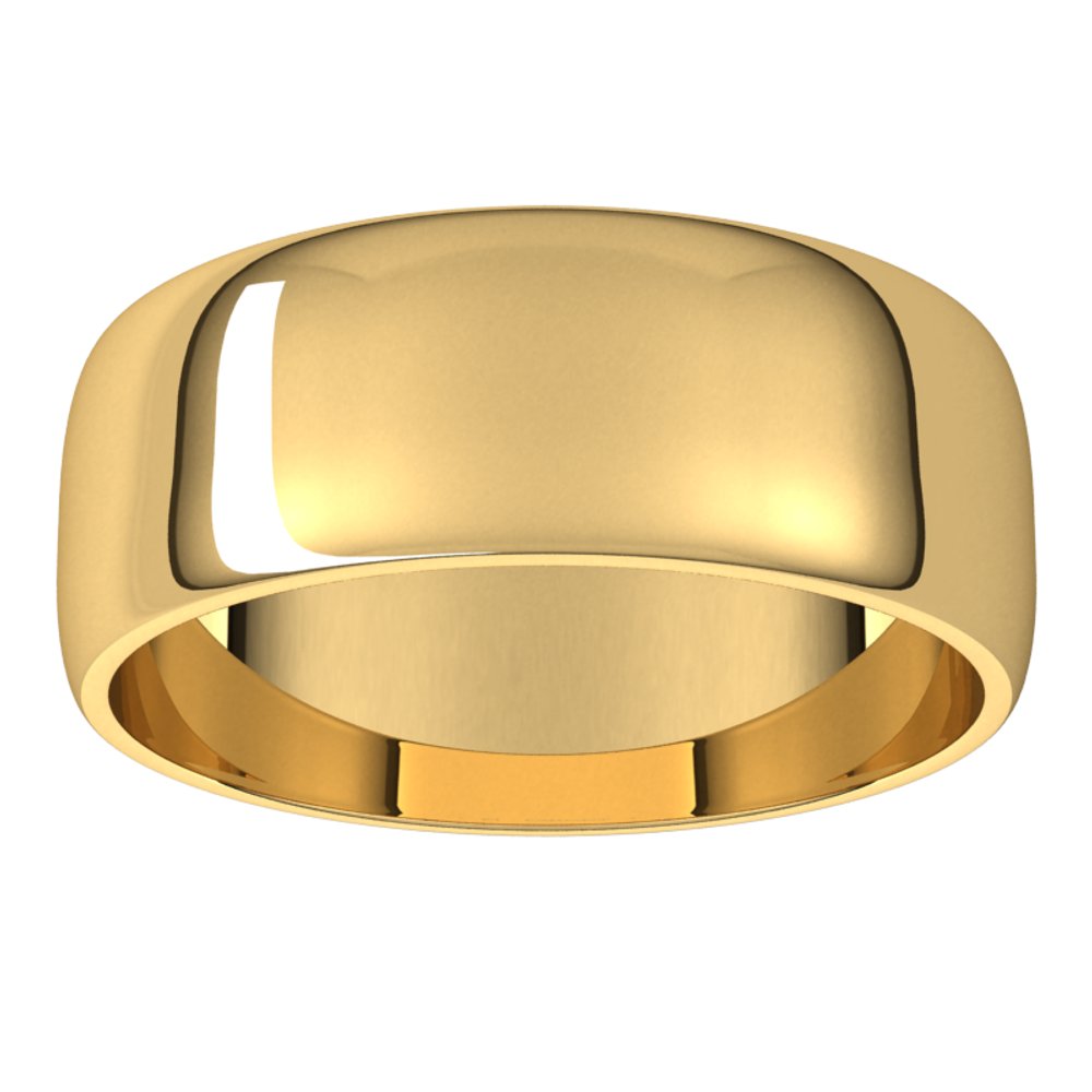 14K Yellow 7 mm Half Round Light Band