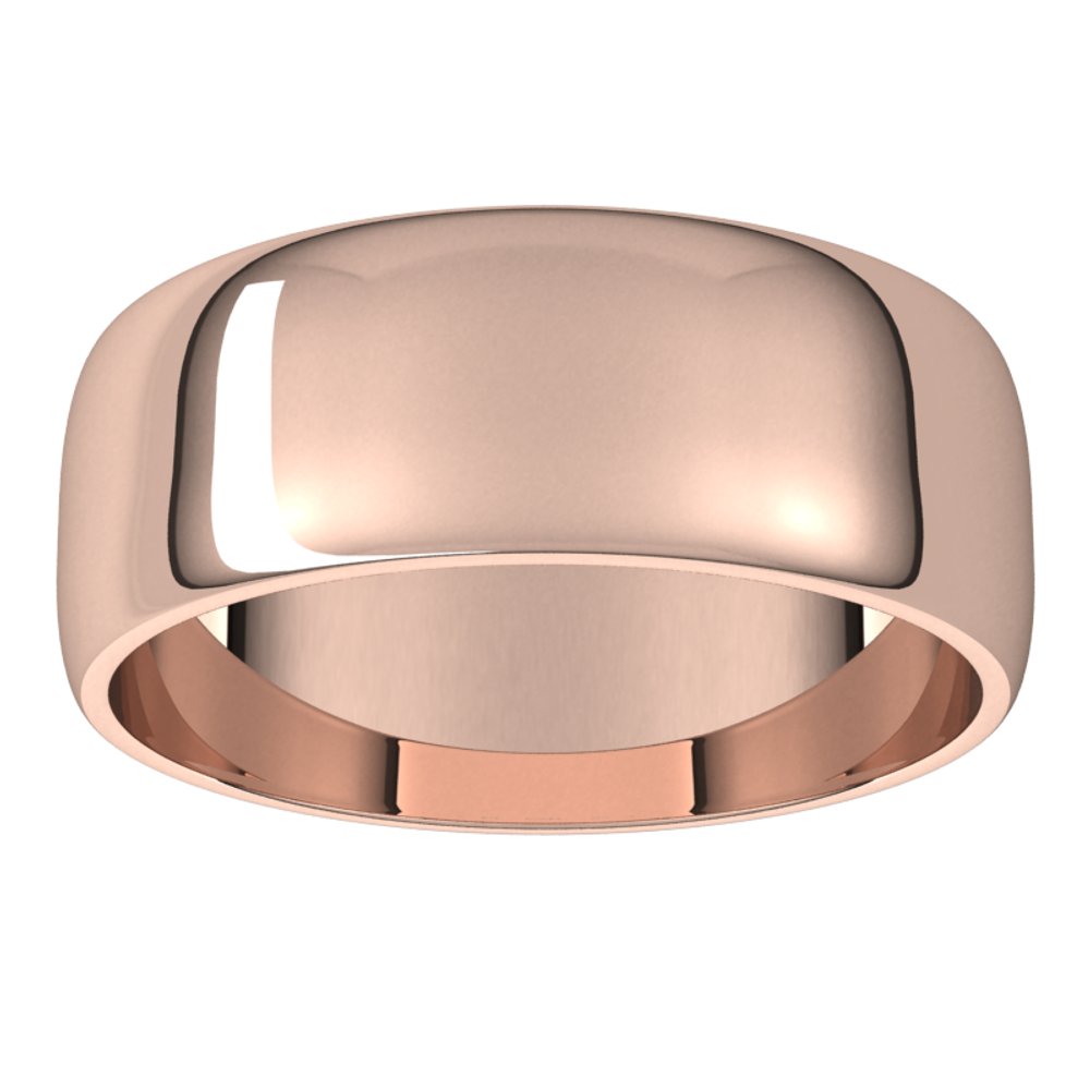 14K Rose 7 mm Half Round Light Band Size 10