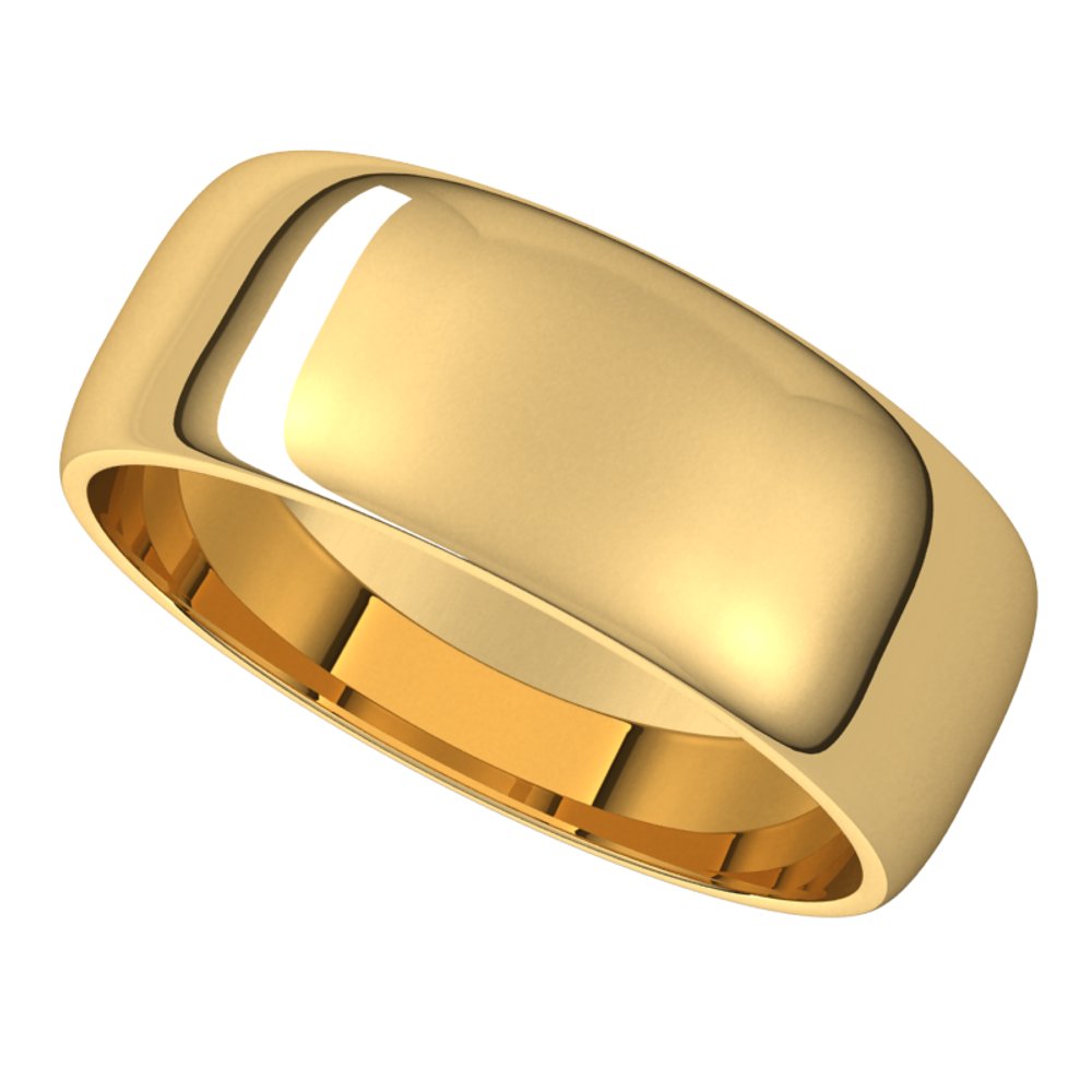 14K Yellow 7 mm Half Round Light Band