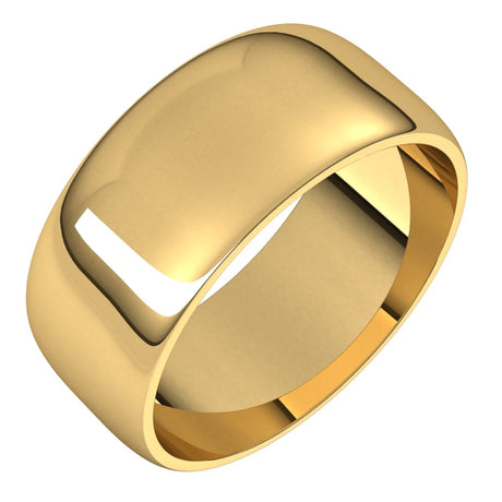 14K Yellow Gold 8 mm Lightweight Half Round Band Size 7