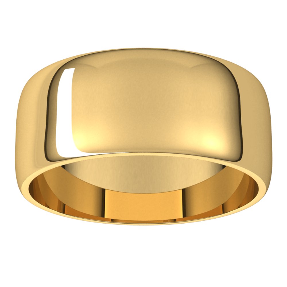 10K Yellow Gold 8 mm Lightweight Half Round Band Size 9