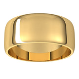 10K Yellow Gold 8 mm Lightweight Half Round Band Size 9