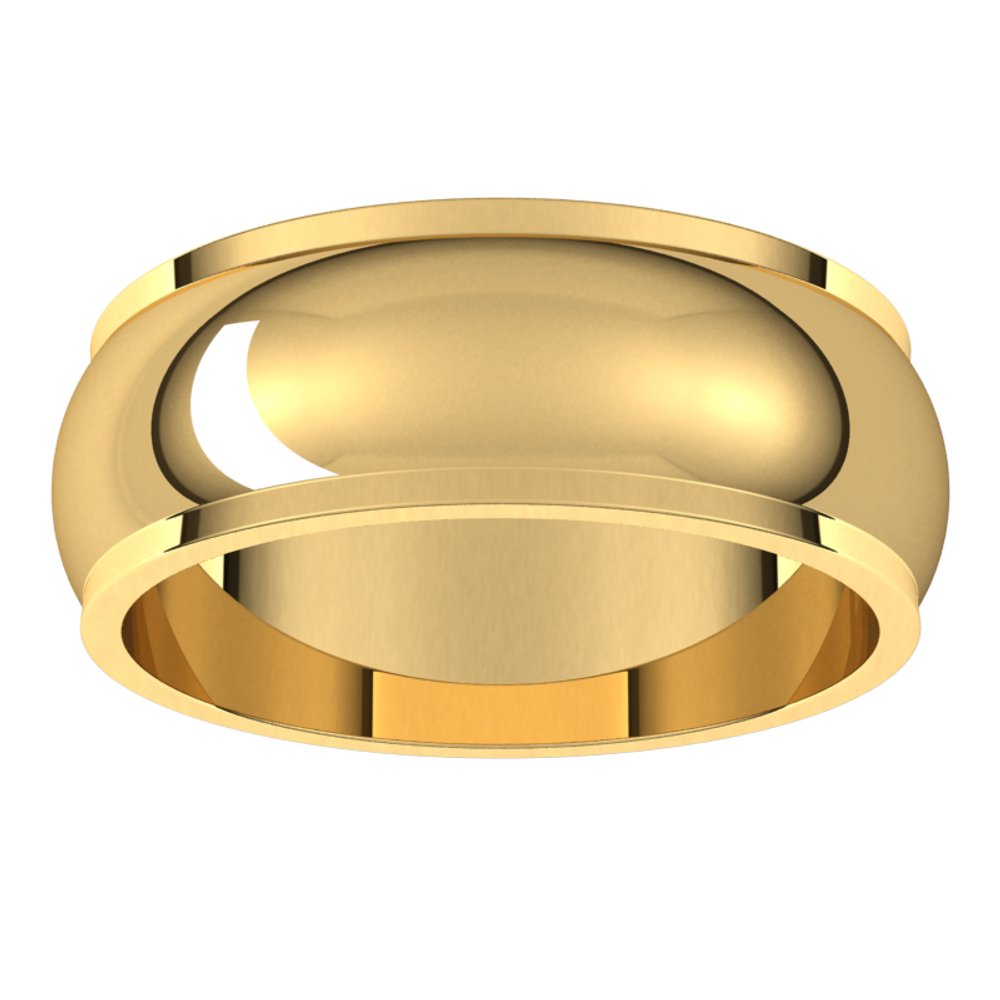 14K Yellow 7 mm Half Round Edge Band