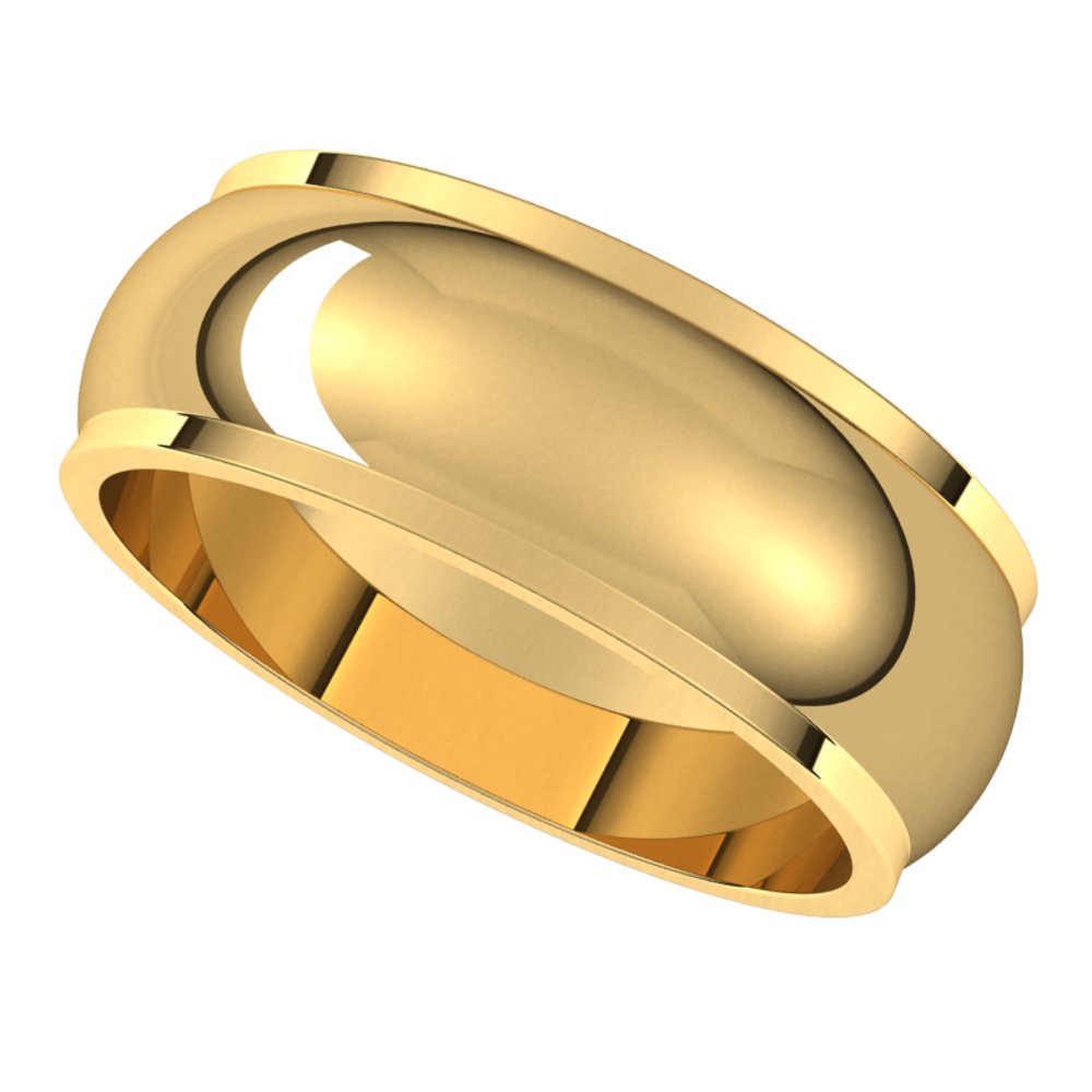 14K Yellow 7 mm Half Round Edge Band