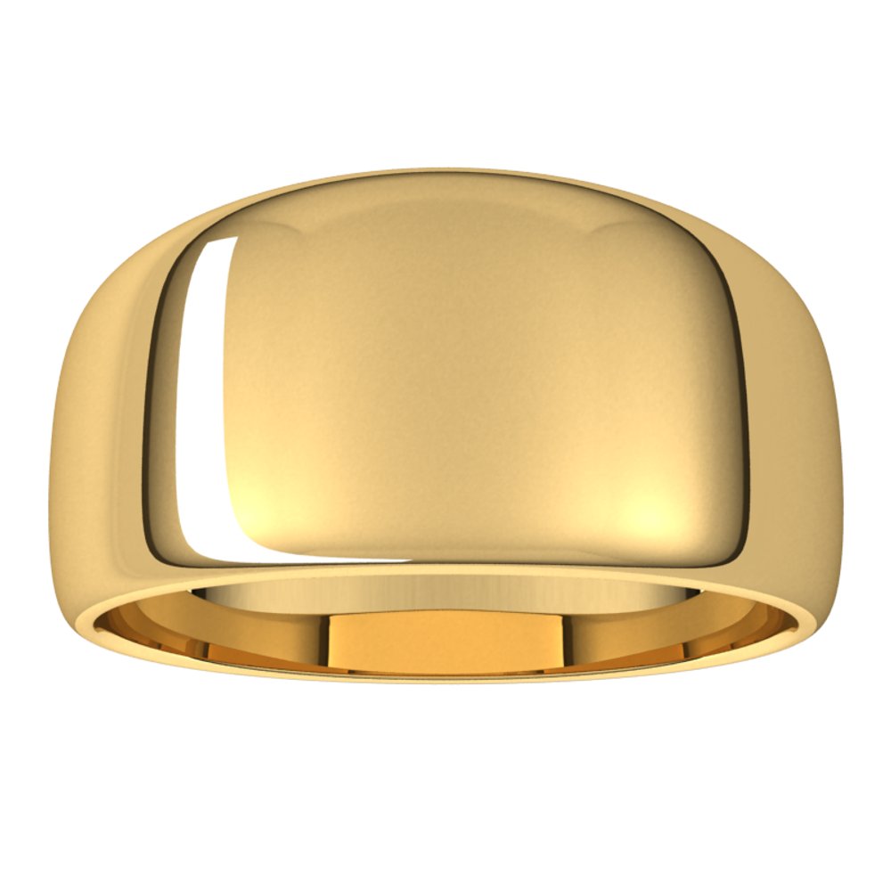 14K Yellow Gold 10 mm Tapered Half Round Band Size 7