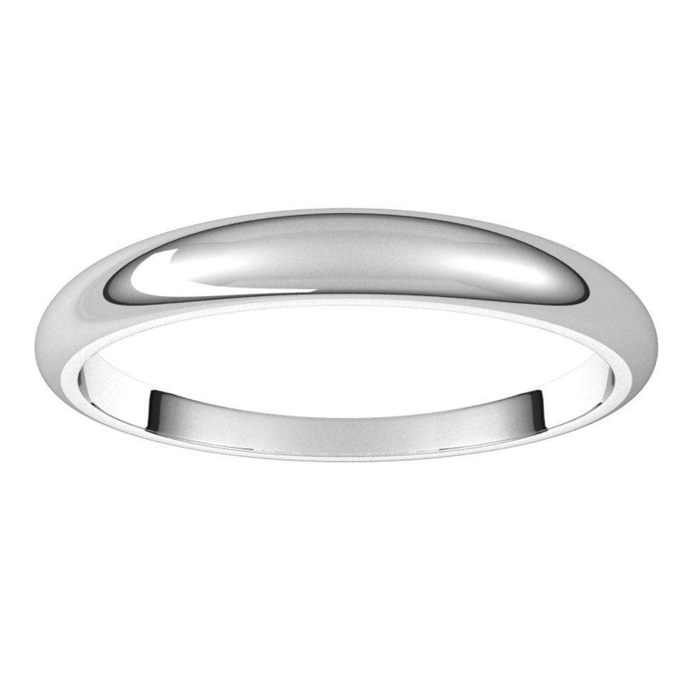 14K White 3 mm Half Round Tapered Band