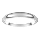 14K White 3 mm Half Round Tapered Band