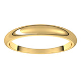 14K Yellow 3 mm Half Round Tapered Band