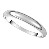 14K White 3 mm Half Round Tapered Band