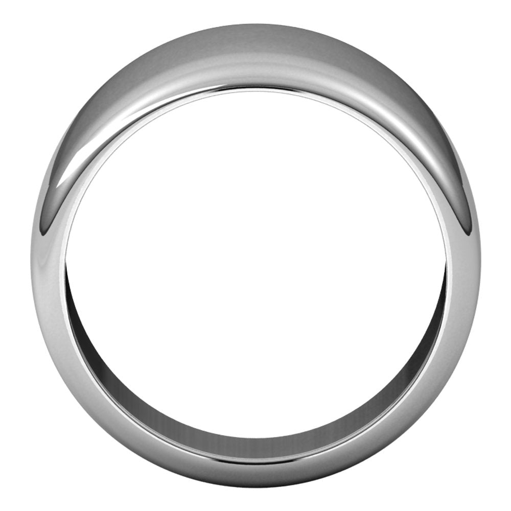 14K White 14 mm Half Round Tapered Band Size 7