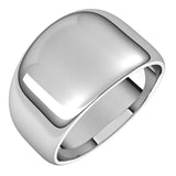 14K White 12 mm Tapered Half Round Band Size 7