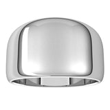 14K White 12 mm Tapered Half Round Band Size 7
