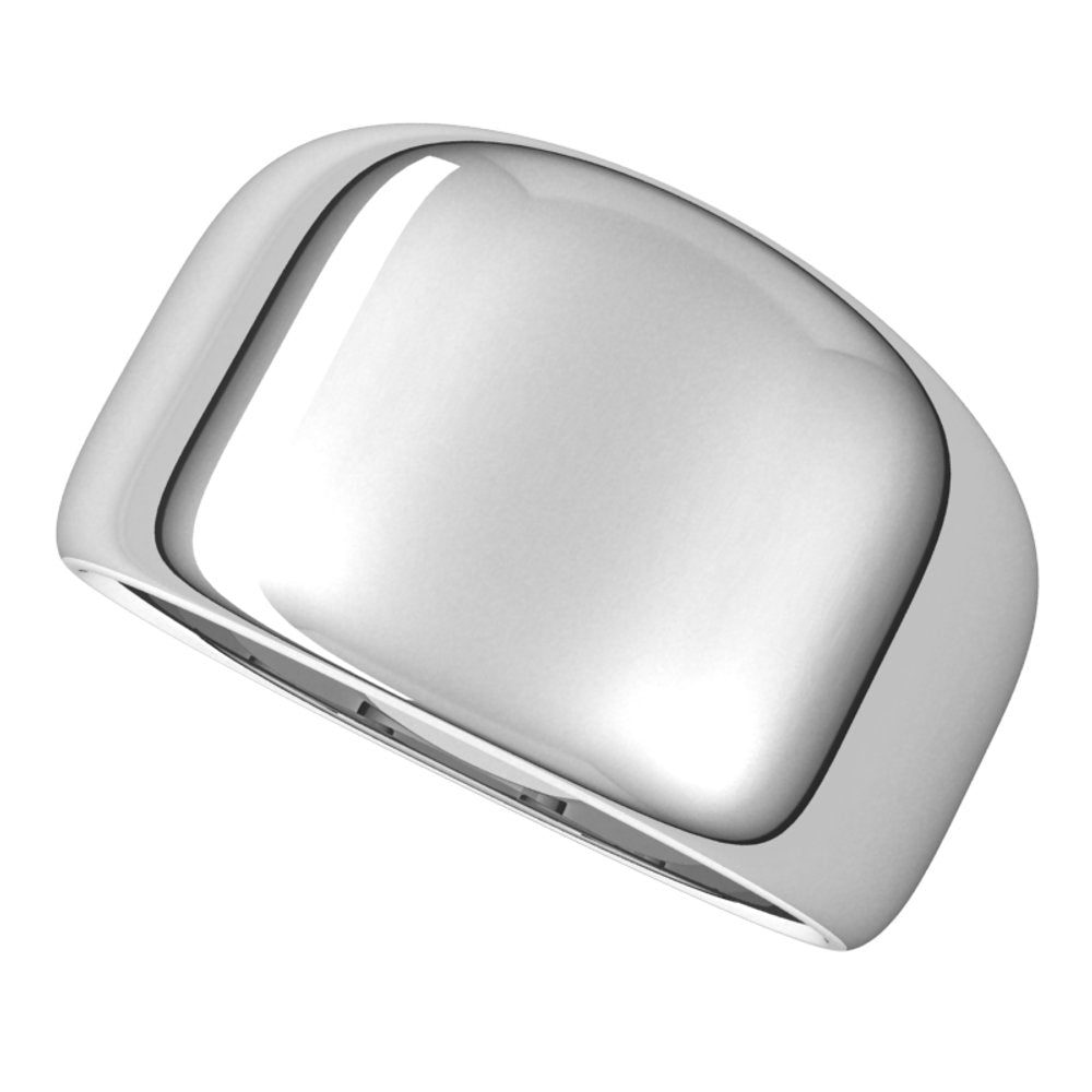 14K White 12 mm Tapered Half Round Band Size 7