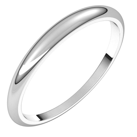 14K White 2.5 mm Half Round Tapered Band Size 7.5