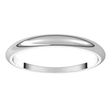 14K White 2.5 mm Half Round Tapered Band