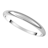 14K White 2.5 mm Half Round Tapered Band