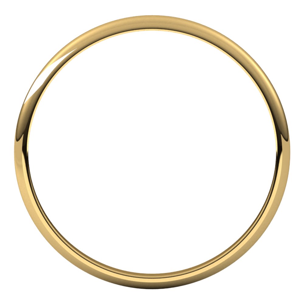 14K Yellow Gold 1.5 mm Ultra-Lightweight Half Round Band Size 5