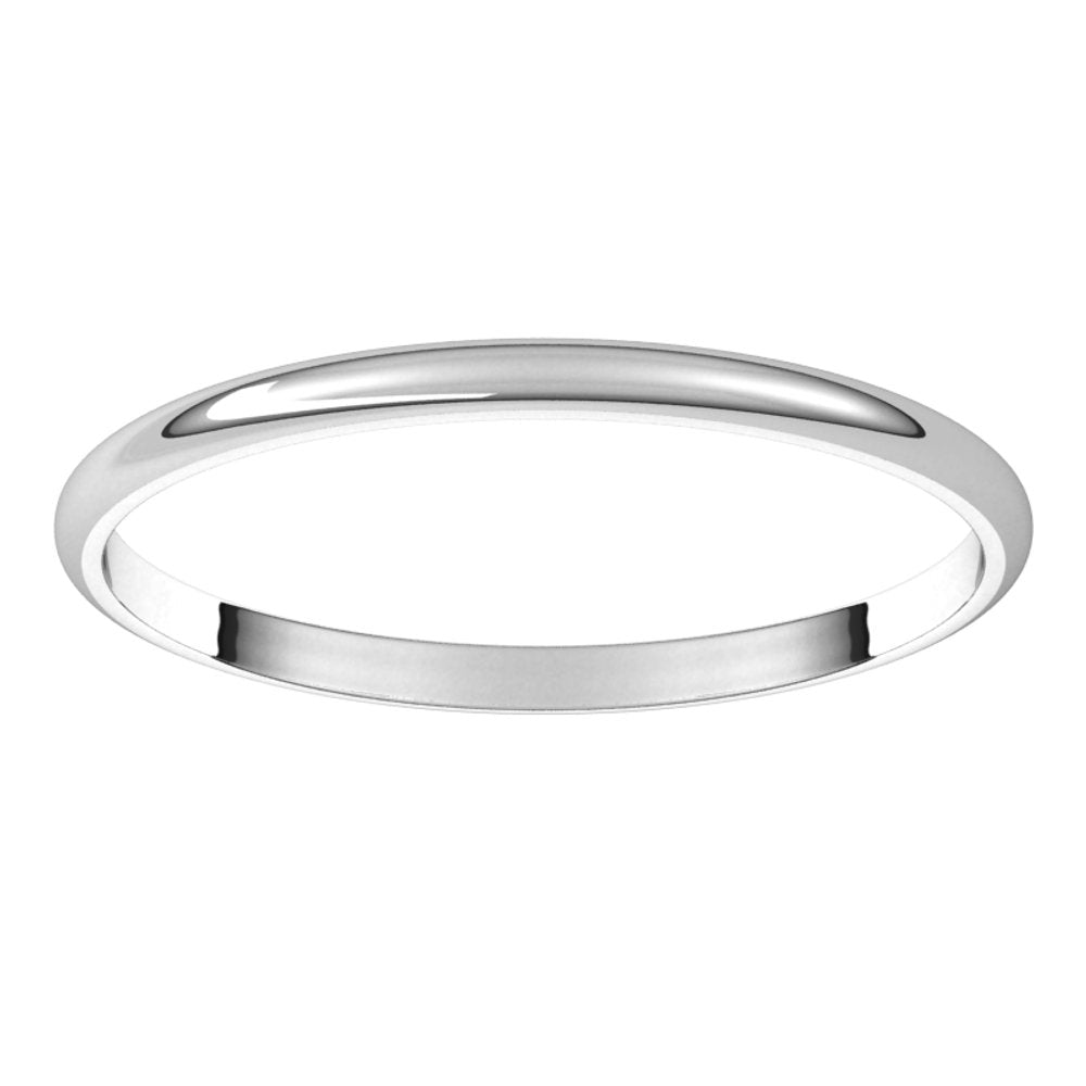 14K White Gold 1.5 mm Ultra-Lightweight Half Round Band Size 6