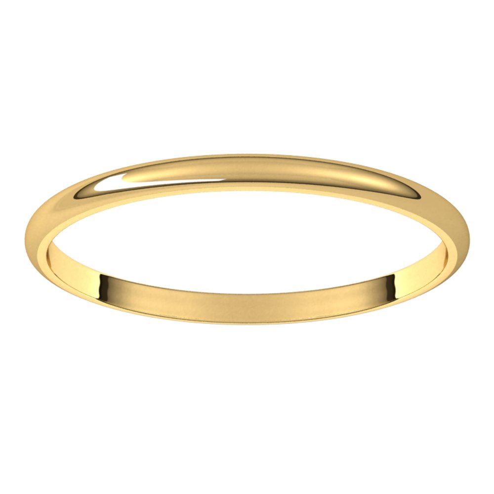 14K Yellow Gold 1.5 mm Ultra-Lightweight Half Round Band Size 5