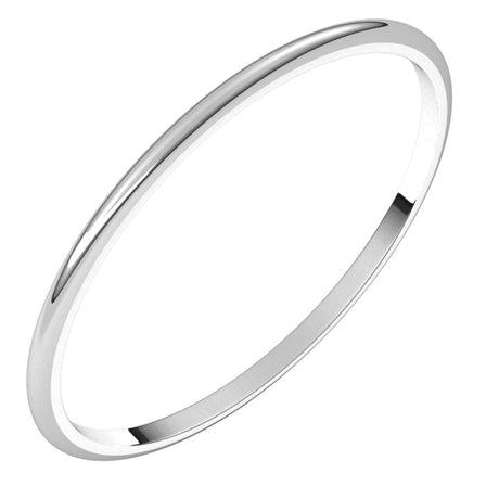 14K White Gold 1 mm Ultra-Lightweight Half Round Band Size 6