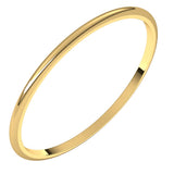 14K Yellow Gold 1 mm Ultra-Lightweight Half Round Band Size 4