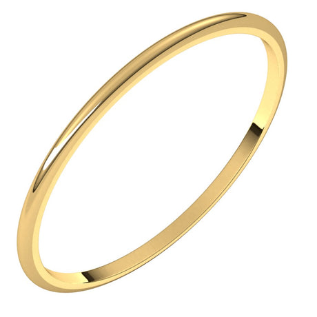 10K Yellow Gold 1 mm Ultra-Lightweight Half Round Band Size 6