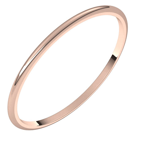 18K Rose Gold 1 mm Ultra-Lightweight Half Round Band Size 5