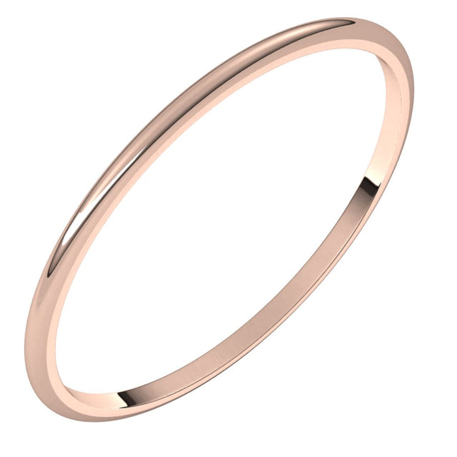 18K Rose Gold 1 mm Ultra-Lightweight Half Round Band Size 5