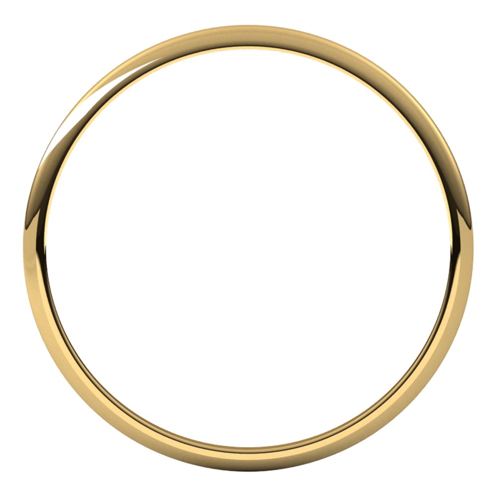 14K Yellow 1 mm Half Round Ultra-Light Band