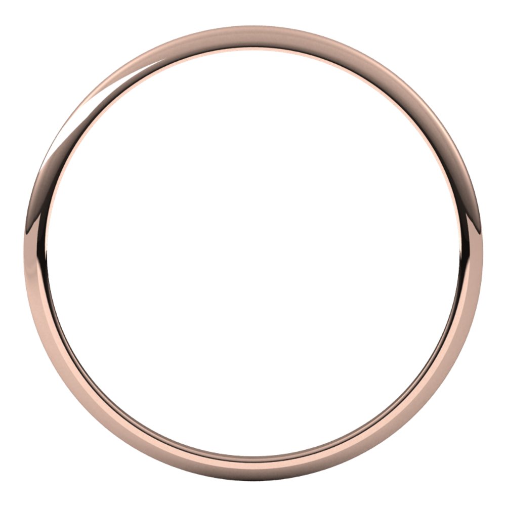 18K Rose Gold 1 mm Ultra-Lightweight Half Round Band Size 5