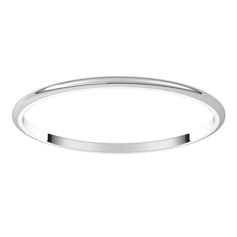 10K White 1 mm Half Round Ultra-Light Band Size  4