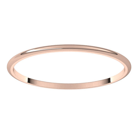 18K Rose Gold 1 mm Ultra-Lightweight Half Round Band Size 5
