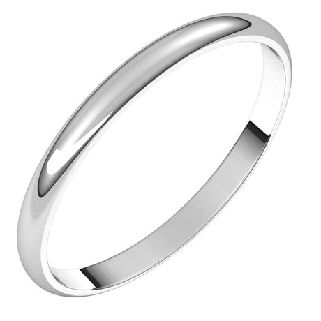 10K White 2 mm Ultra-Lightweight Half Round Band Size 4