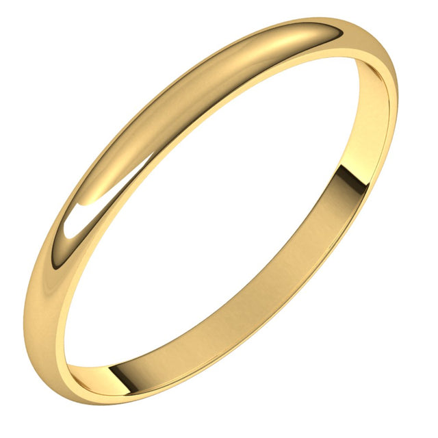 18K Yellow 2 mm Half Round Ultra-Light Band Size 4.5