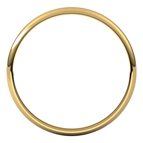 14K Yellow Gold 2 mm Ultra-Lightweight Half Round Band Size 5