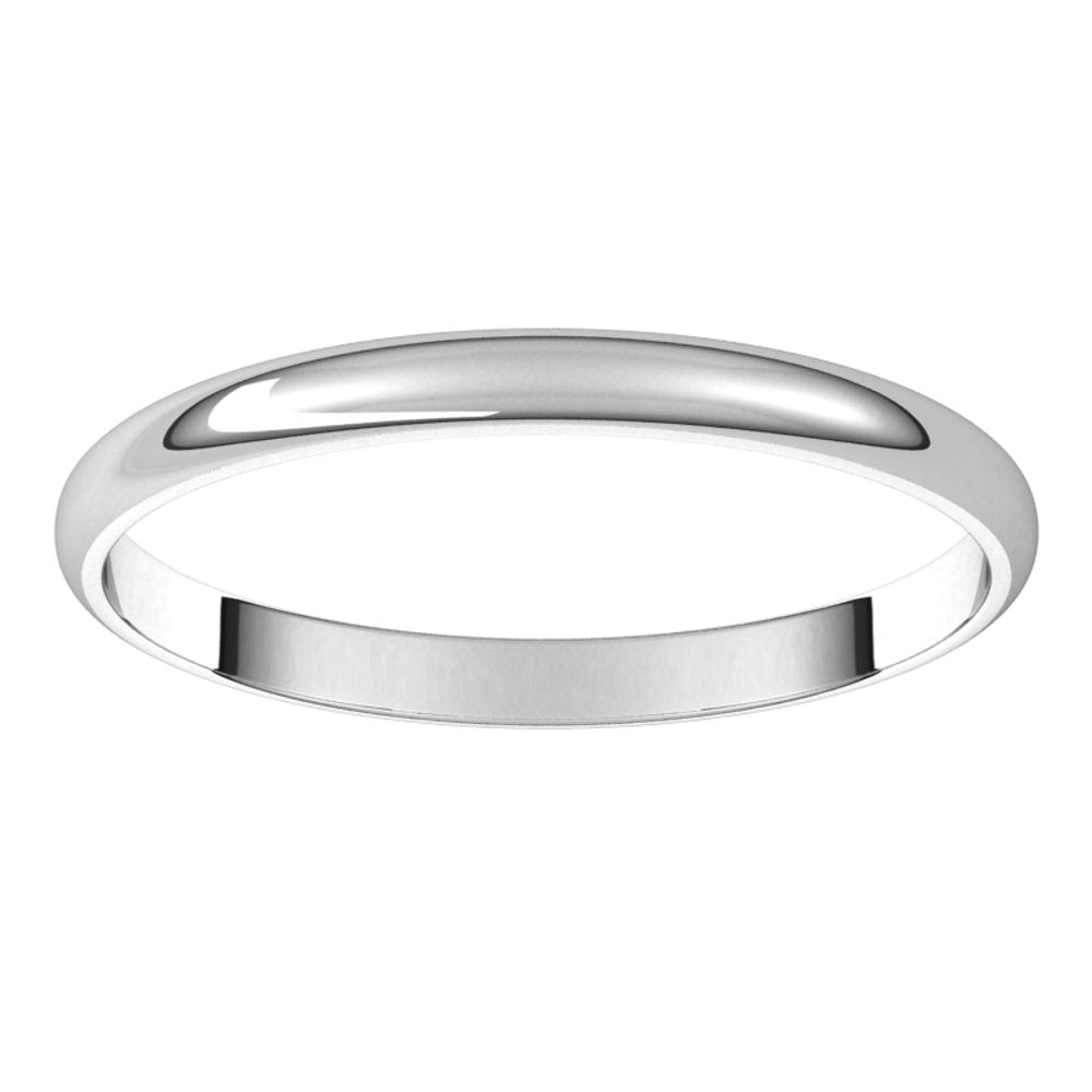 14K White Gold 2 mm Ultra-Lightweight Half Round Band Size 6