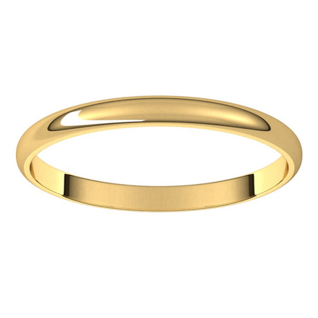 10K Yellow Gold 2 mm Ultra-Lightweight Half Round Band