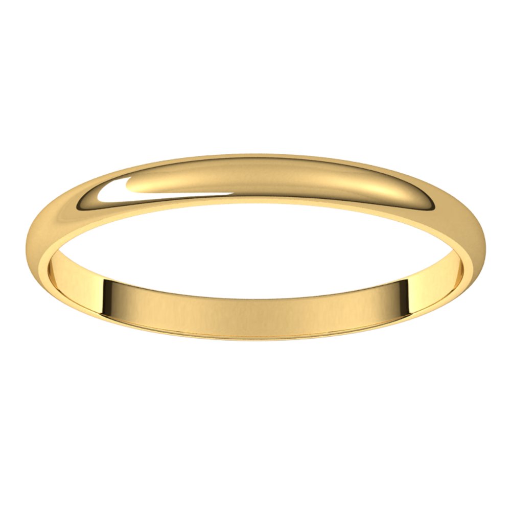 14K Yellow Gold 2 mm Ultra-Lightweight Half Round Band Size 5