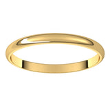 14K Yellow Gold 2 mm Ultra-Lightweight Half Round Band Size 5