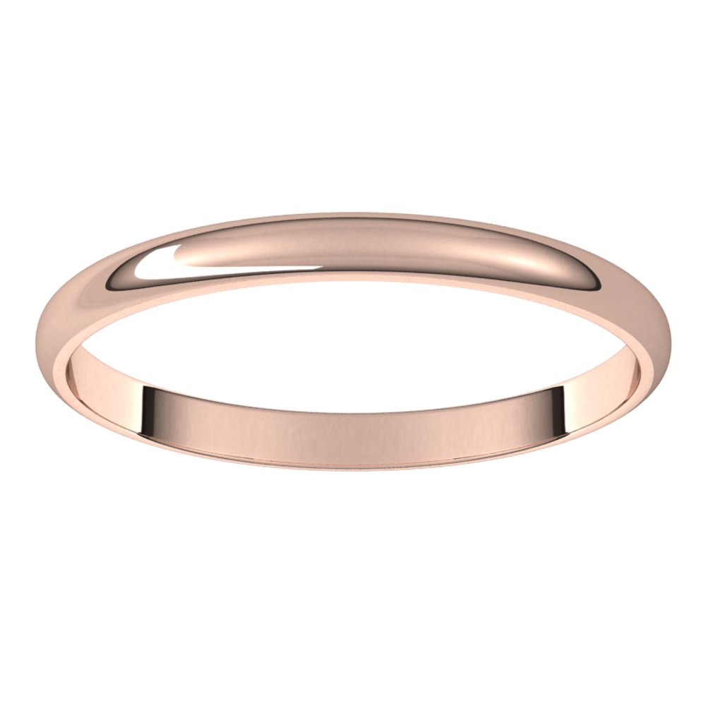 18K Rose 2 mm Half Round Ultra-Light Band Size 6.5