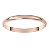 18K Rose Gold 2 mm Ultra-Lightweight Half Round Band Size 8