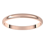 18K Rose 2 mm Ultra-Lightweight Half Round Band Size 6.5