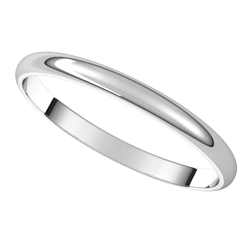 18K White 2 mm Half Round Ultra-Light Band Size 7.5