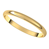 14K Yellow Gold 2 mm Ultra-Lightweight Half Round Band Size 5