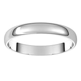 18K White 3 mm Half Round Ultra-Light Band Size 4