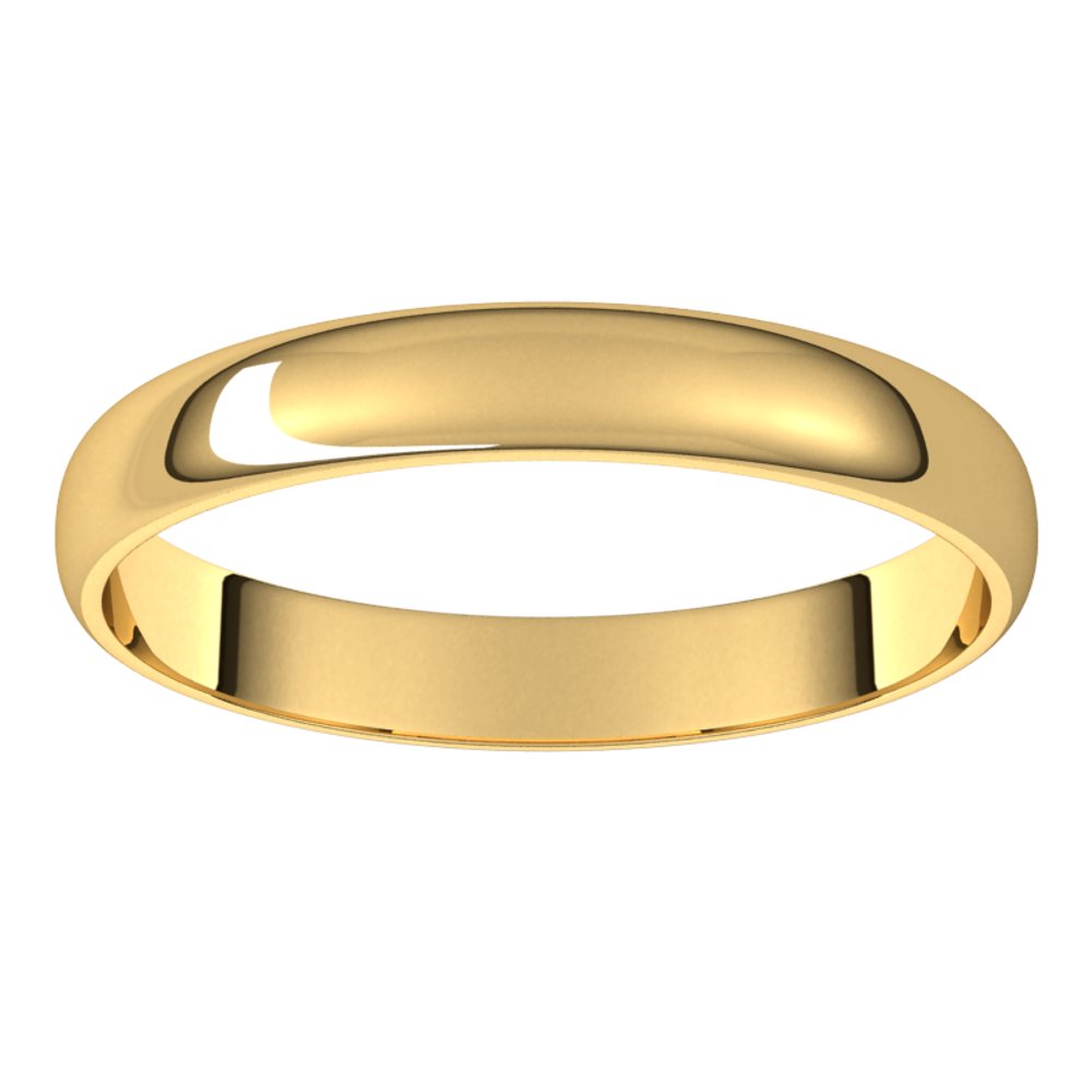 18K Yellow 3 mm Half Round Ultra-Light Band Size 9